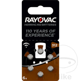 Gerätebatterie V312 Rayovac 6er BLI  Alternative: 1560156