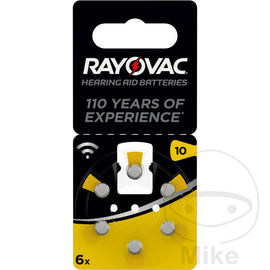 Gerätebatterie V10 Rayovac 6er Blister Hearing Aid