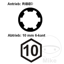 Bit Ribe M14 10 mm 6 Kant Länge 75 mm