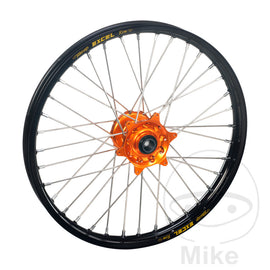 komplett Rad 17-3.50 Haan Wheels Felge schwarz Nabe orange